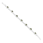 Pure silver bezel set green peridot bracelet